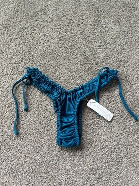 NWT Somerfield Swim Teal Ruched Bikini Bottom Size Small